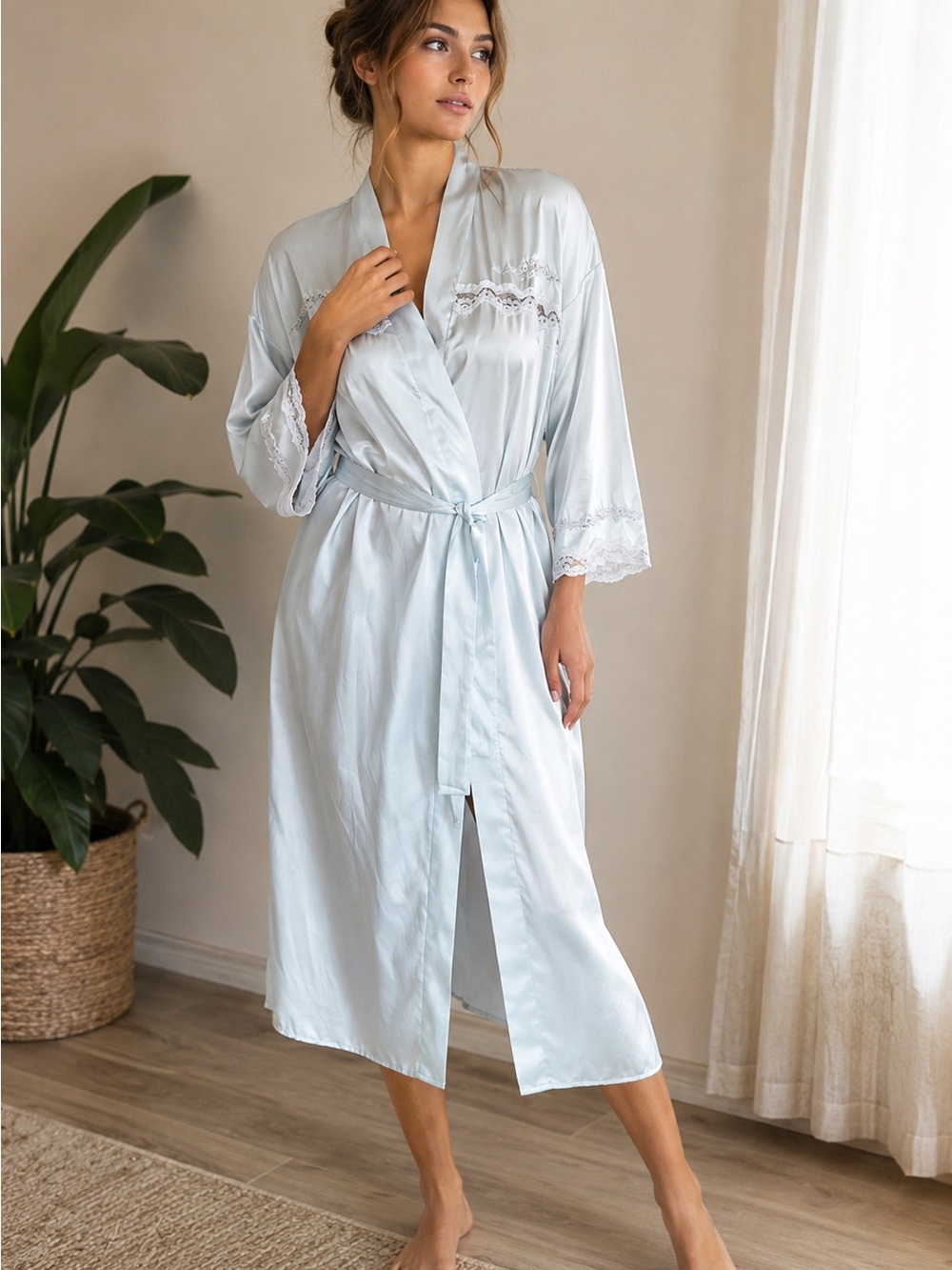 Vintage Lindsey Blake Satin Midi Length Robe Size Large NWT